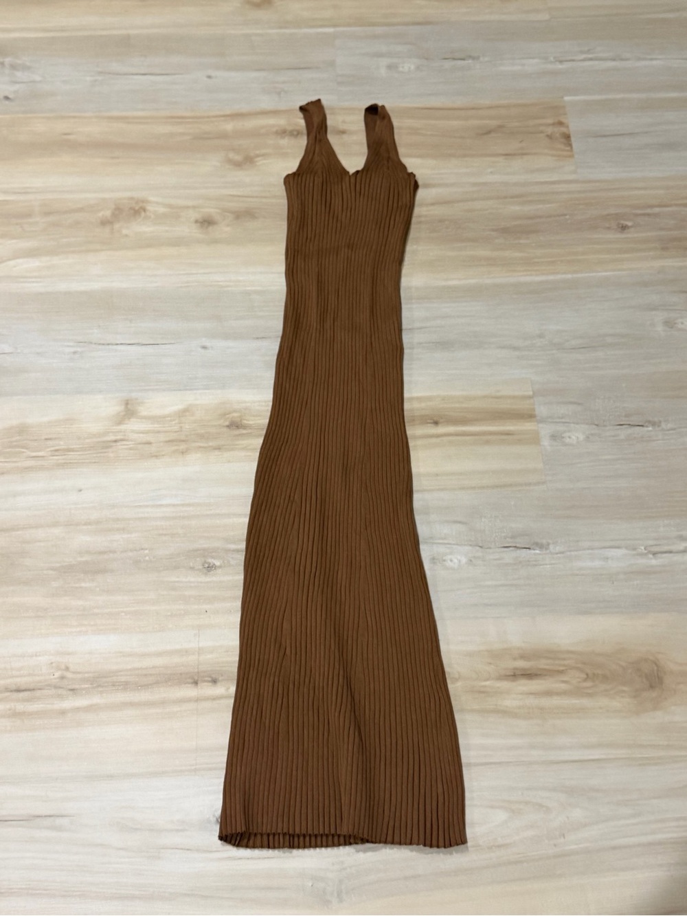 Ribbed Tank Maxi Dress in Brown